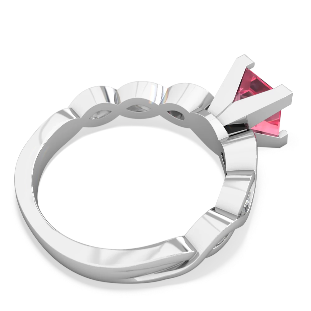 Lab Pink Sapphire Infinity 6Mm Princess Engagement 14K White Gold ring R26316SQ