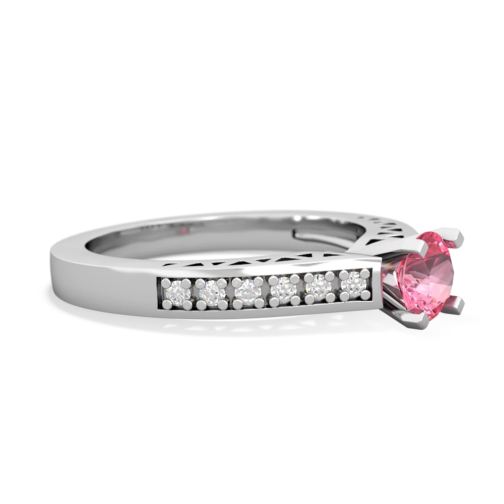 Lab Pink Sapphire Art Deco 14K White Gold ring R26355RD