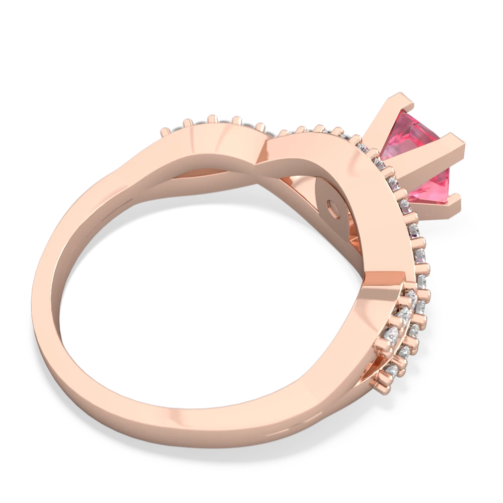 Lab Pink Sapphire Diamond Twist 5Mm Square Engagment  14K Rose Gold ring R26405SQ