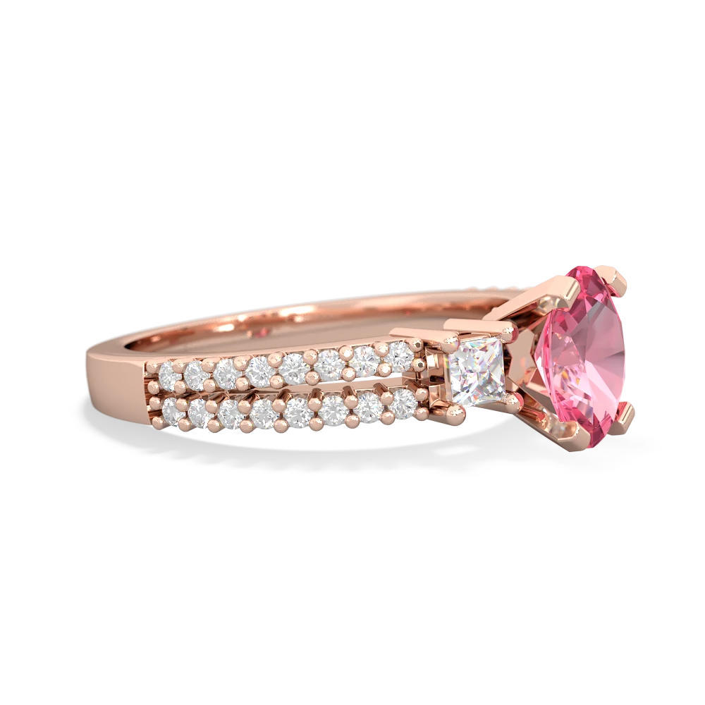 Lab Pink Sapphire Classic 7X5mm Oval Engagement 14K Rose Gold ring R26437VL