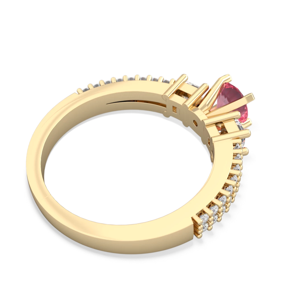 Lab Pink Sapphire Classic 5Mm Round Engagement 14K Yellow Gold ring R26435RD
