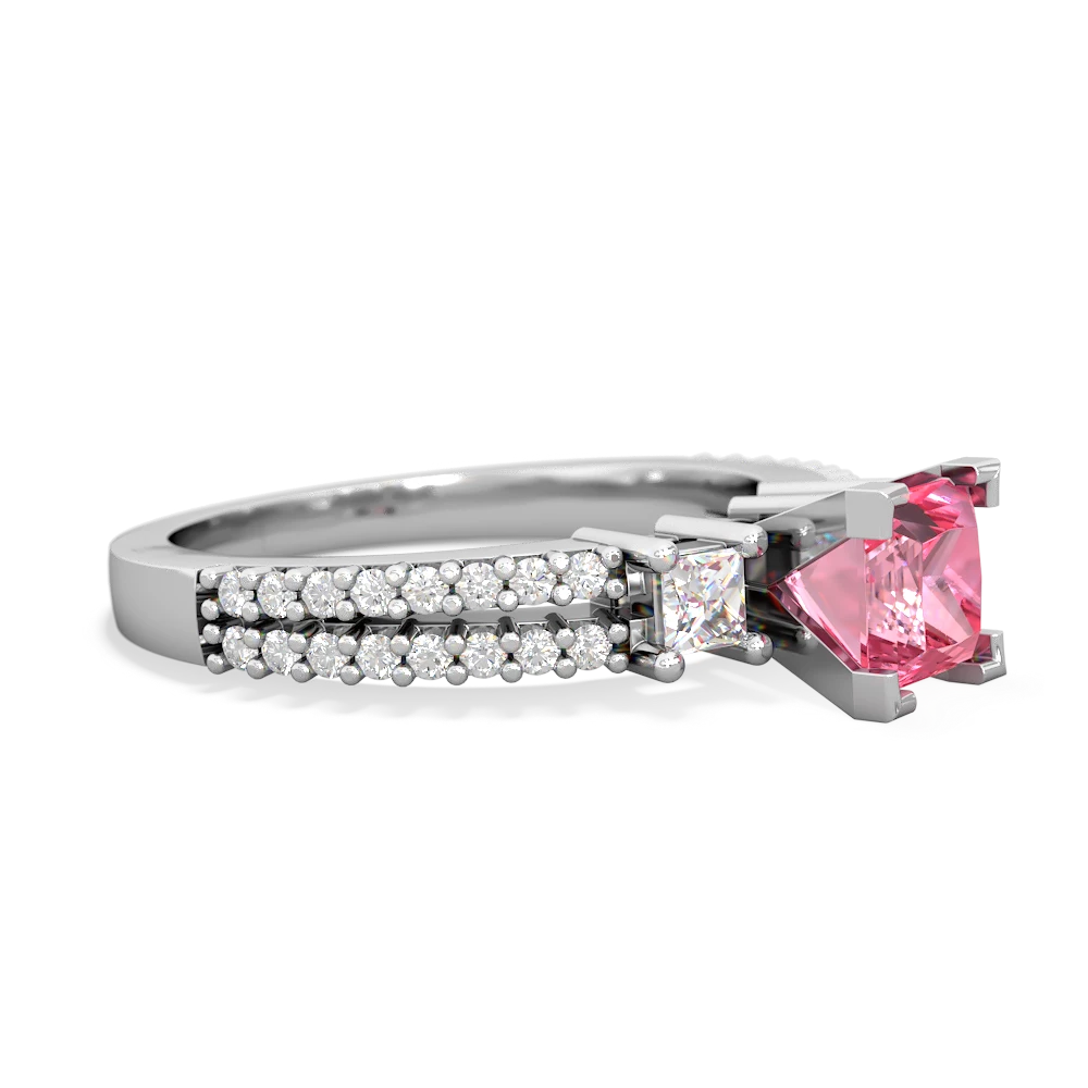 Lab Pink Sapphire Classic 5Mm Square Engagement 14K White Gold ring R26435SQ