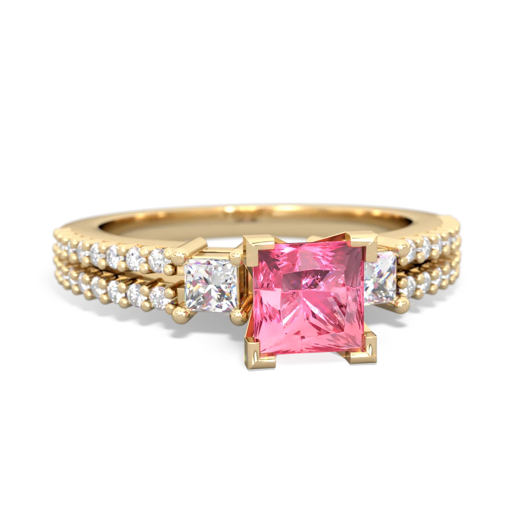 Lab Pink Sapphire Classic 5Mm Square Engagement 14K Yellow Gold ring R26435SQ