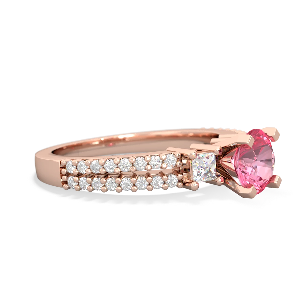 Lab Pink Sapphire Classic 6Mm Round Engagement 14K Rose Gold ring R26436RD