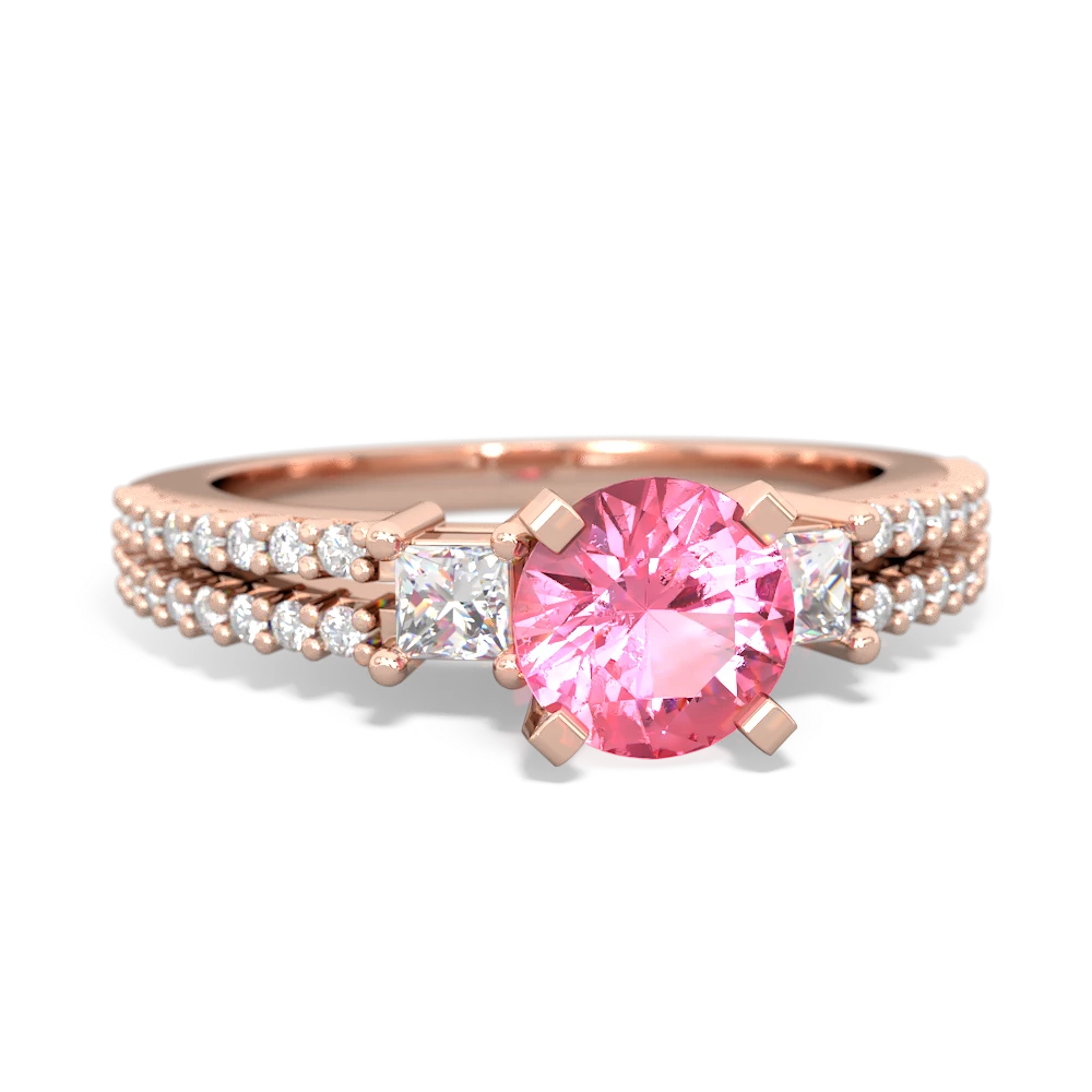 Lab Pink Sapphire Classic 6Mm Round Engagement 14K Rose Gold ring R26436RD