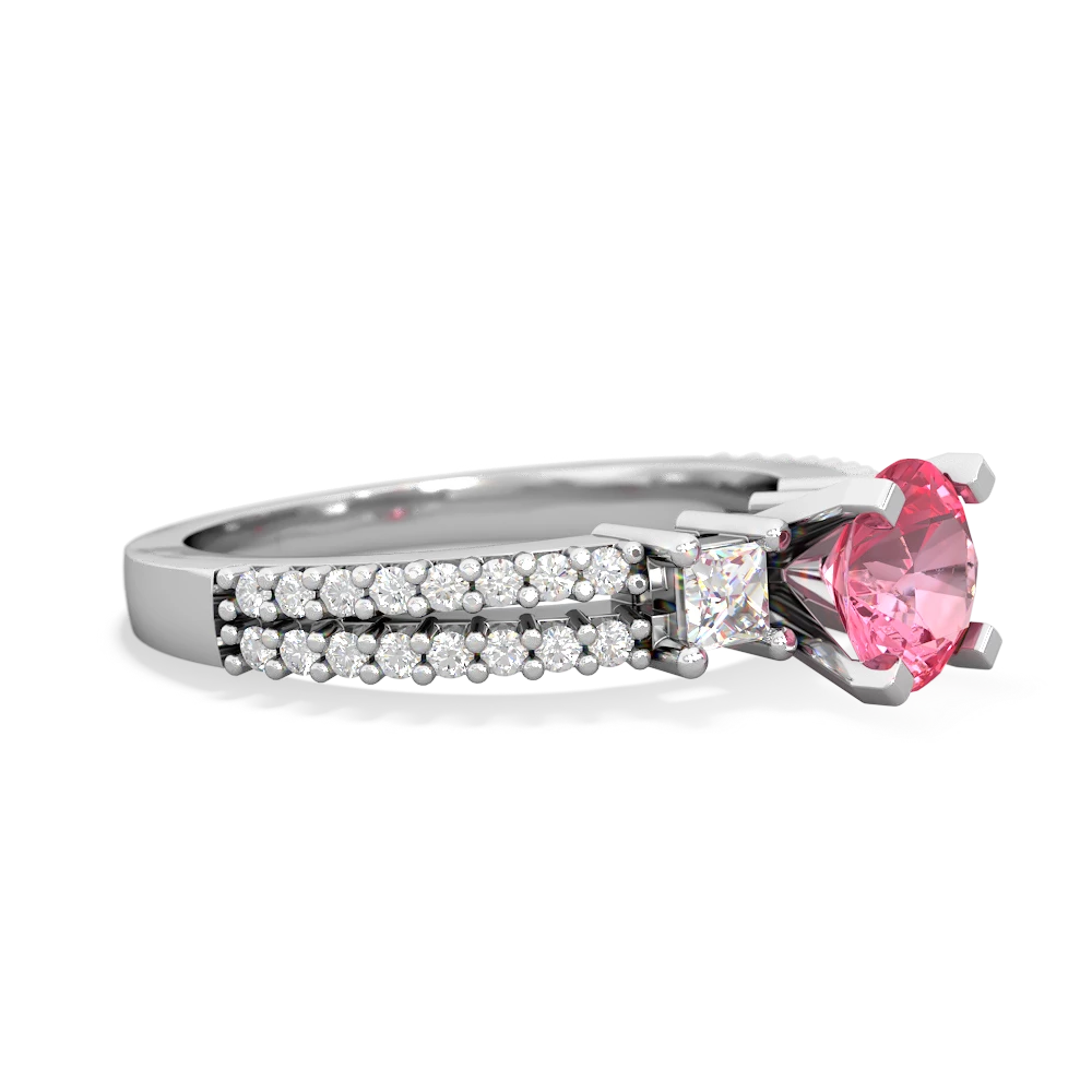 Lab Pink Sapphire Classic 6Mm Round Engagement 14K White Gold ring R26436RD