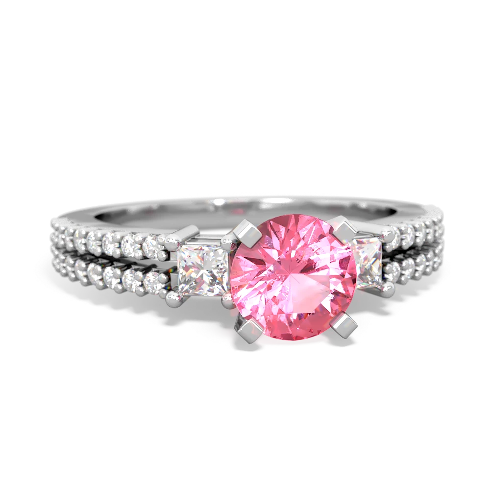 Lab Pink Sapphire Classic 6Mm Round Engagement 14K White Gold ring R26436RD