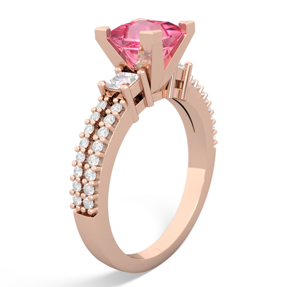 Lab Pink Sapphire Classic 6Mm Princess Engagement 14K Rose Gold ring R26436SQ