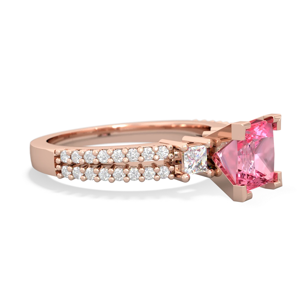 Lab Pink Sapphire Classic 6Mm Princess Engagement 14K Rose Gold ring R26436SQ