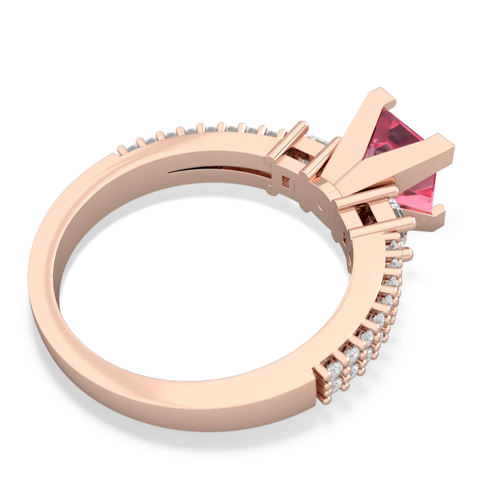 Lab Pink Sapphire Classic 6Mm Princess Engagement 14K Rose Gold ring R26436SQ