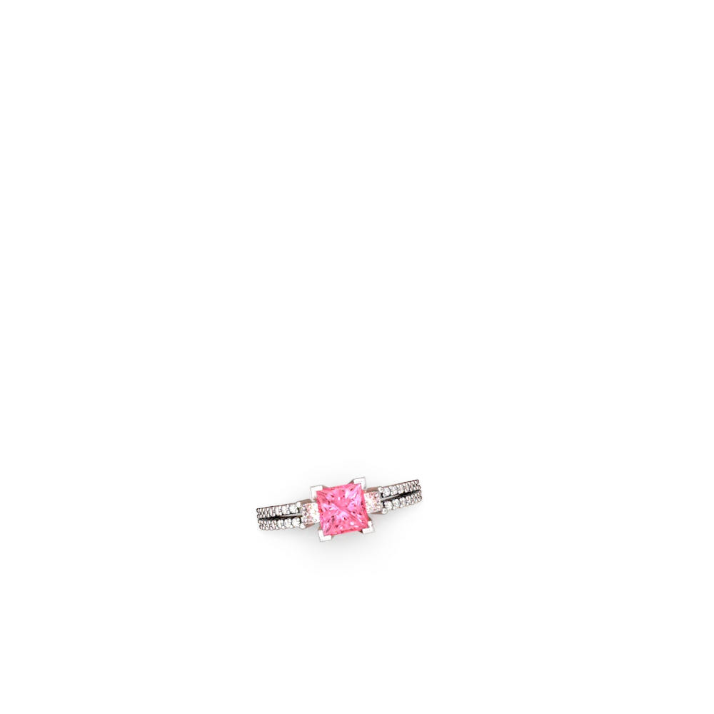 Lab Pink Sapphire Classic 6Mm Princess Engagement 14K White Gold ring R26436SQ