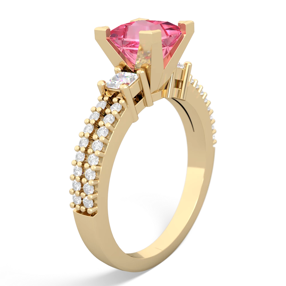 Lab Pink Sapphire Classic 6Mm Princess Engagement 14K Yellow Gold ring R26436SQ