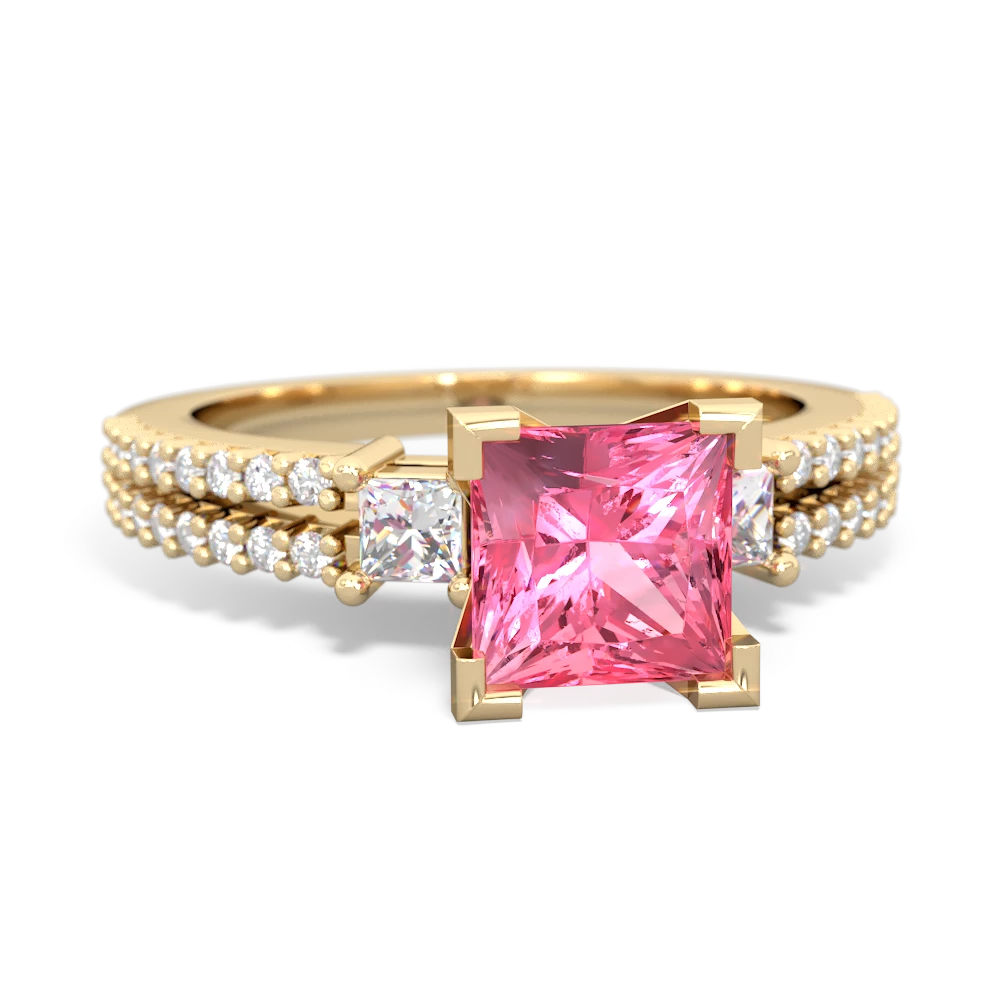 Lab Pink Sapphire Classic 6Mm Princess Engagement 14K Yellow Gold ring R26436SQ