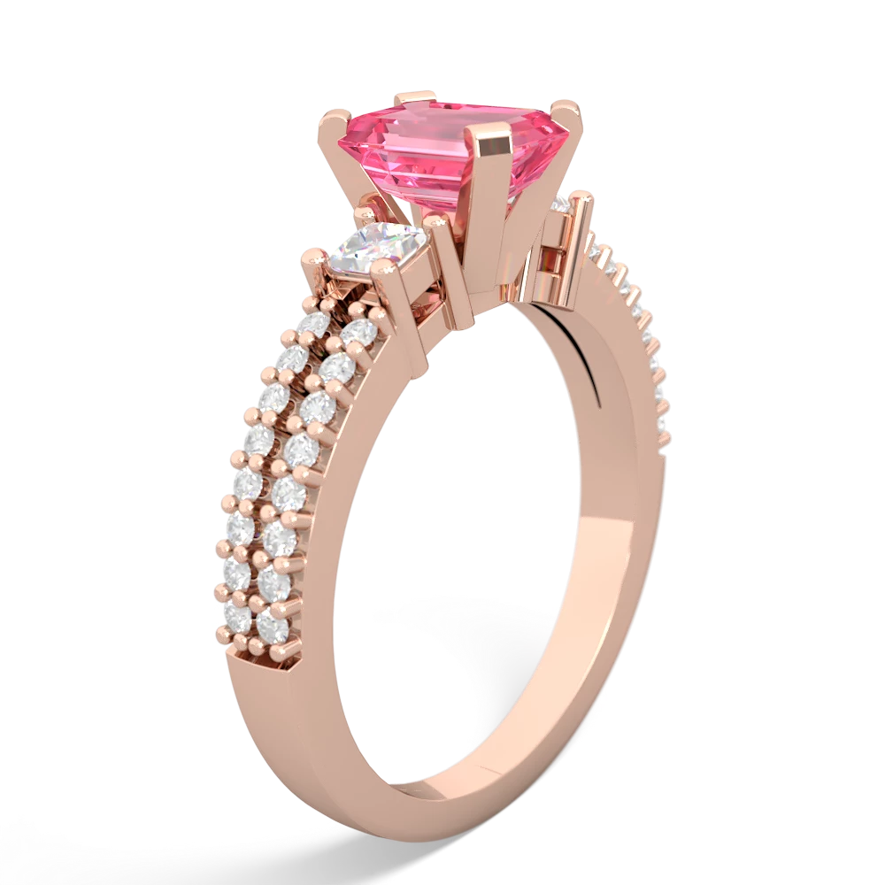 Lab Pink Sapphire Classic 7X5mm Emerald-Cut Engagement 14K Rose Gold ring R26437EM