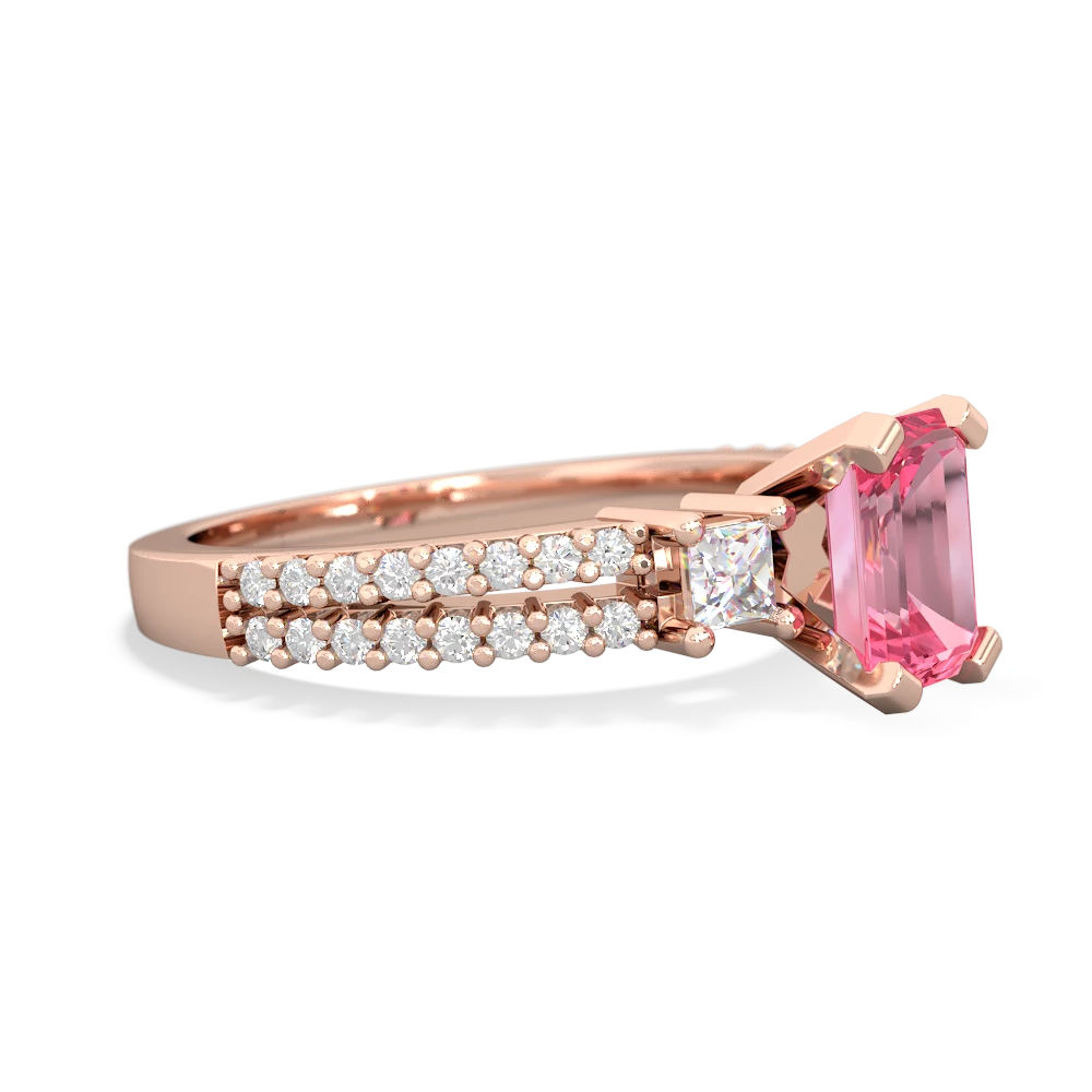 Lab Pink Sapphire Classic 7X5mm Emerald-Cut Engagement 14K Rose Gold ring R26437EM