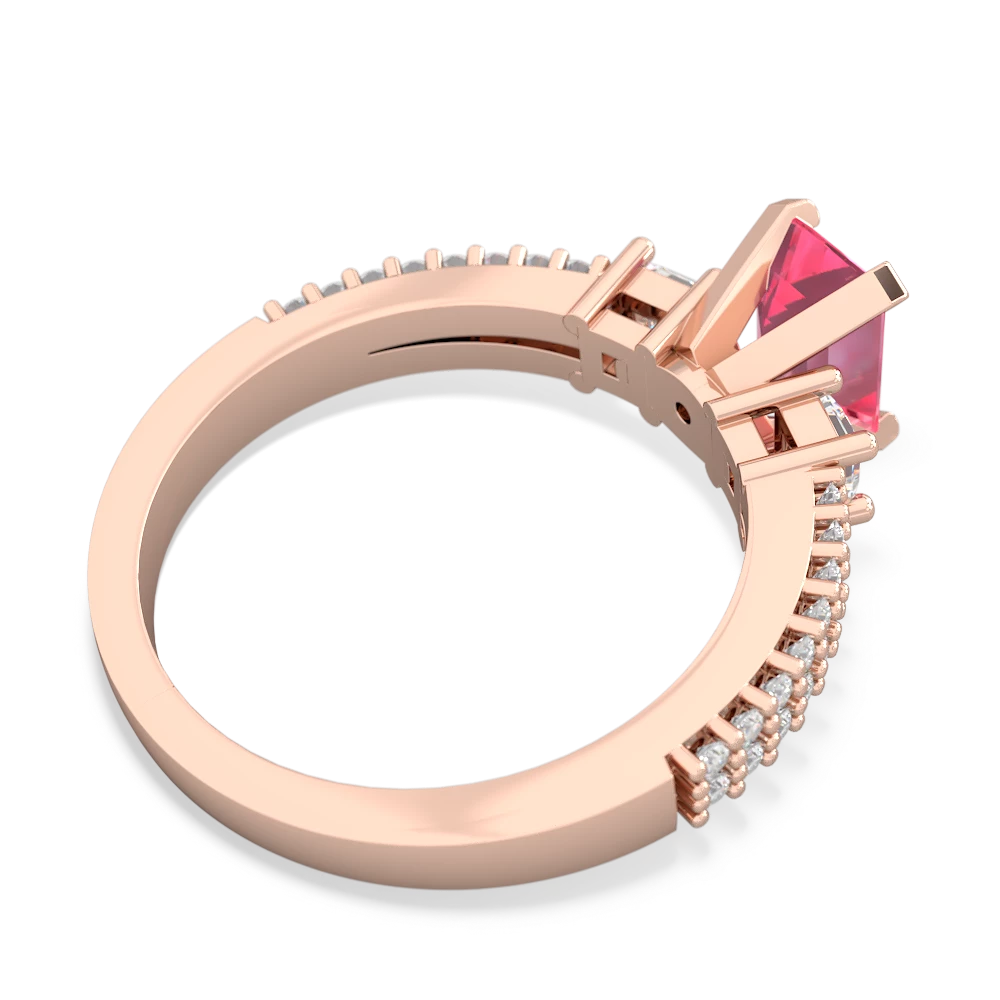 Lab Pink Sapphire Classic 7X5mm Emerald-Cut Engagement 14K Rose Gold ring R26437EM