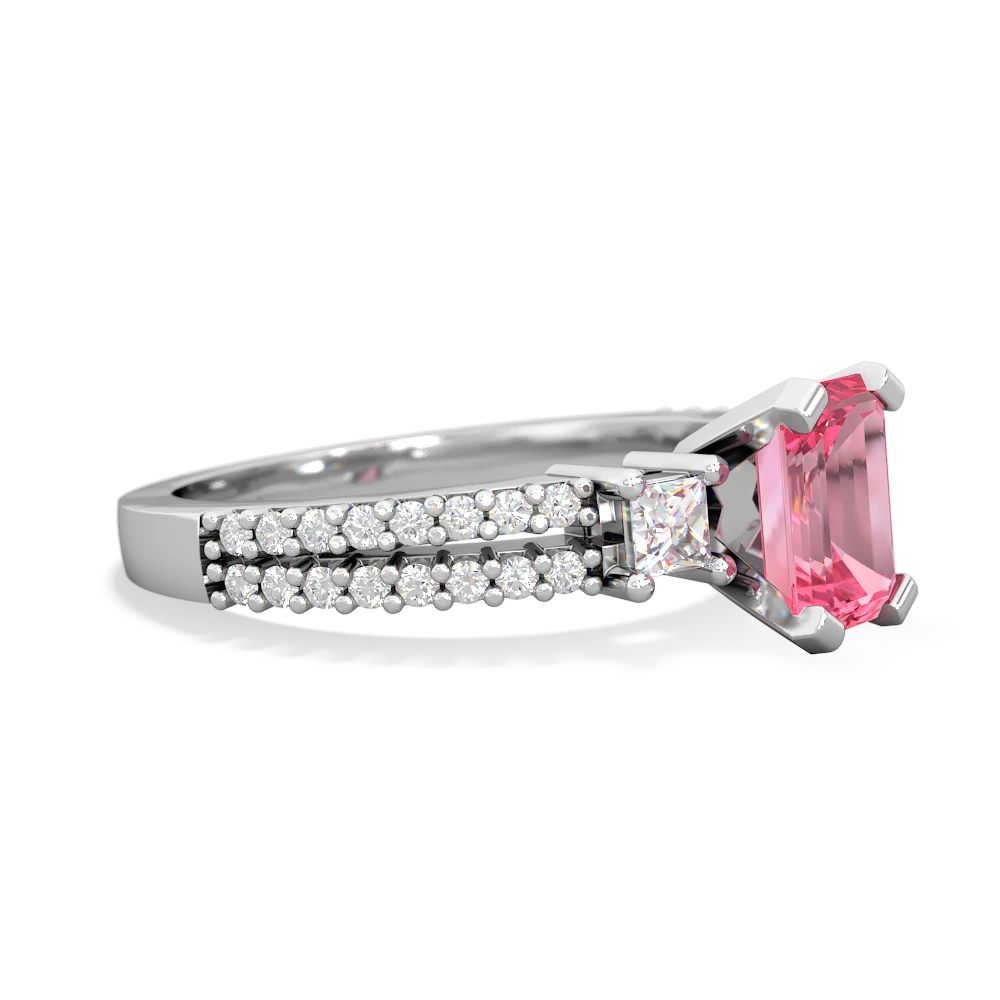 Lab Pink Sapphire Classic 7X5mm Emerald-Cut Engagement 14K White Gold ring R26437EM