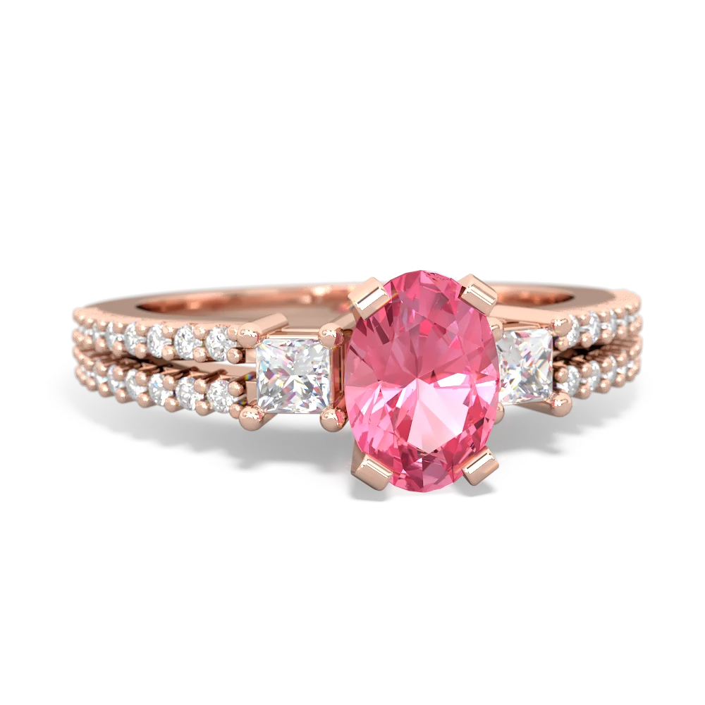 Lab Pink Sapphire Classic 7X5mm Oval Engagement 14K Rose Gold ring R26437VL