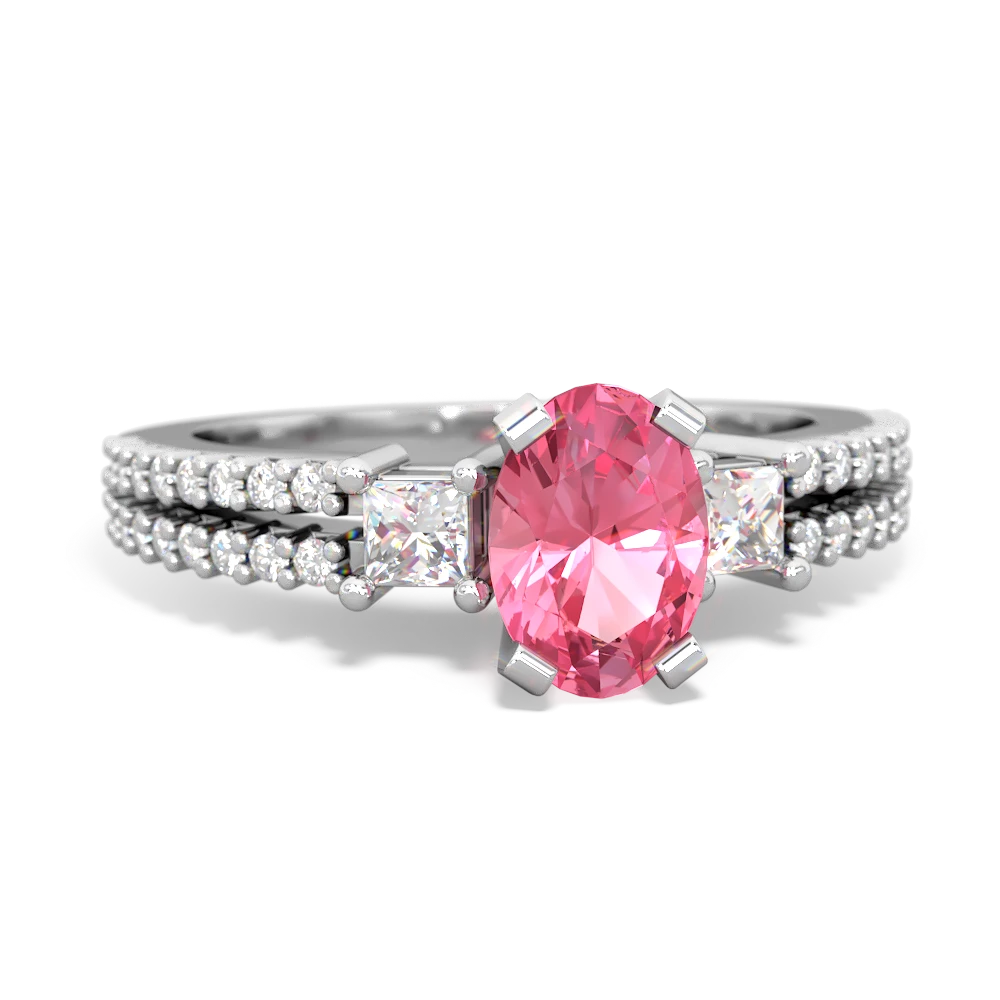Lab Pink Sapphire Classic 7X5mm Oval Engagement 14K White Gold ring R26437VL
