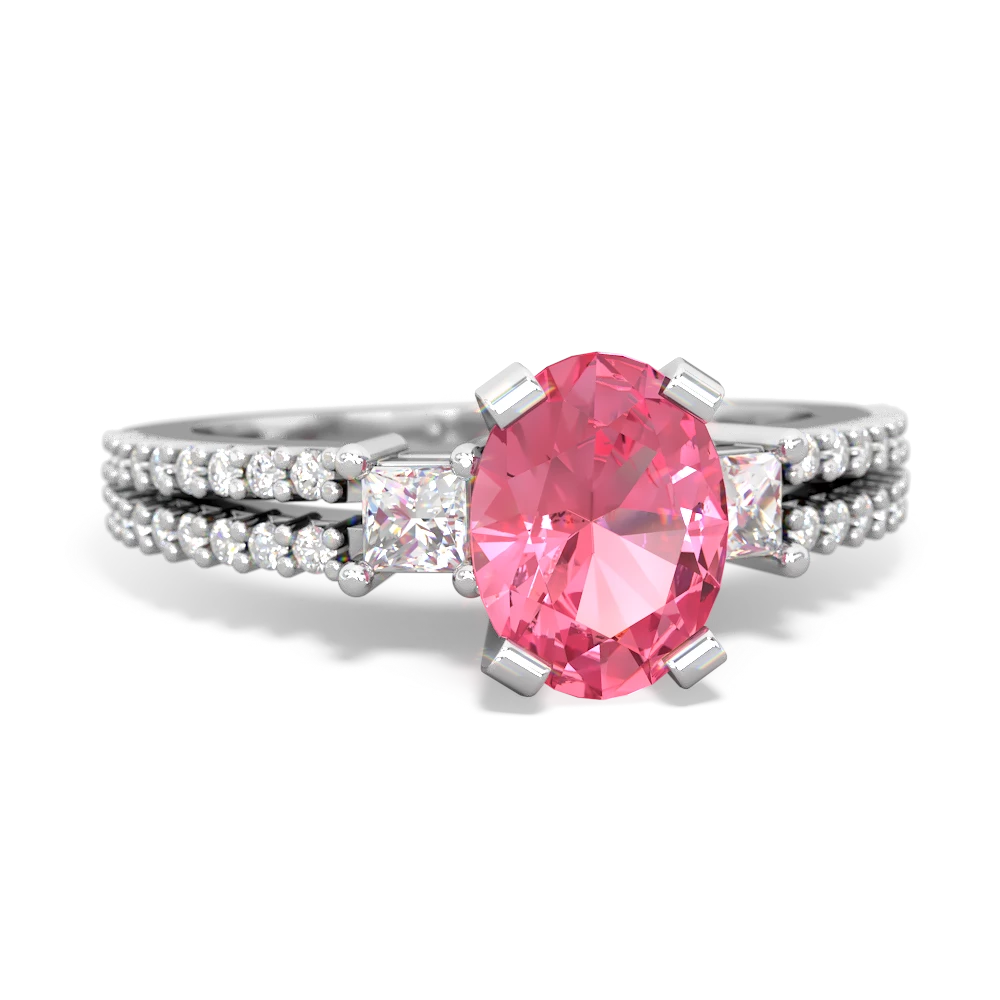 Lab Pink Sapphire Classic 8X6mm Oval Engagement 14K White Gold ring R26438VL