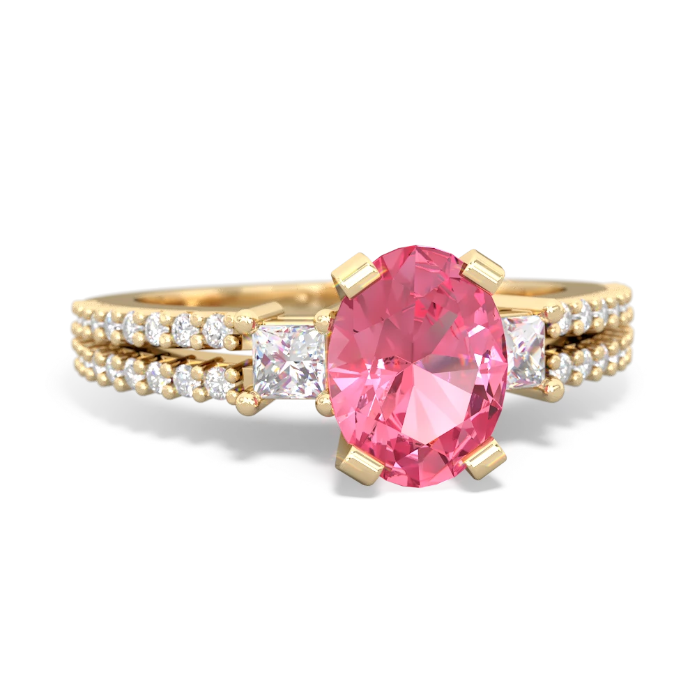 Lab Pink Sapphire Classic 8X6mm Oval Engagement 14K Yellow Gold ring R26438VL