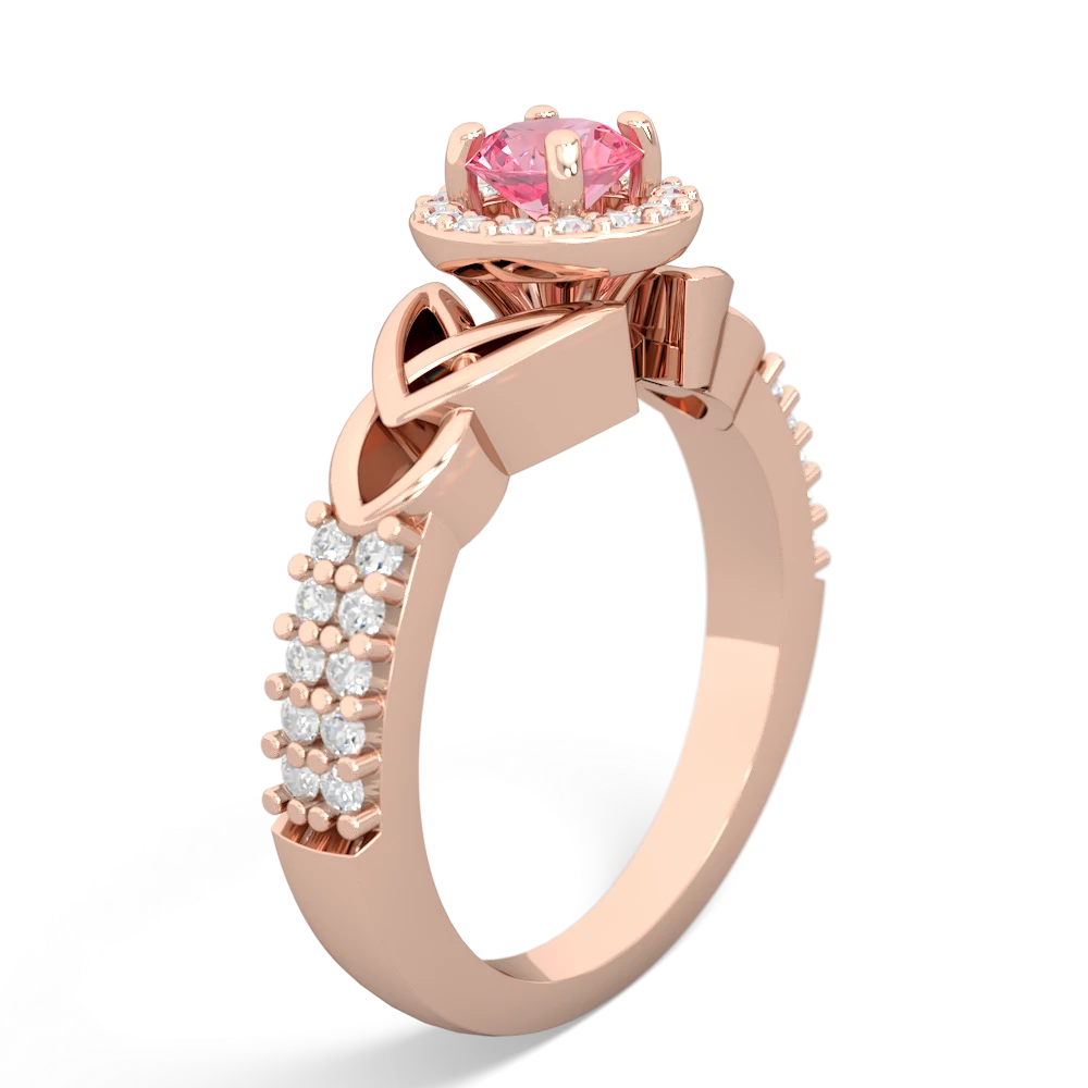 Lab Pink Sapphire Celtic Knot Halo 14K Rose Gold ring R26445RH