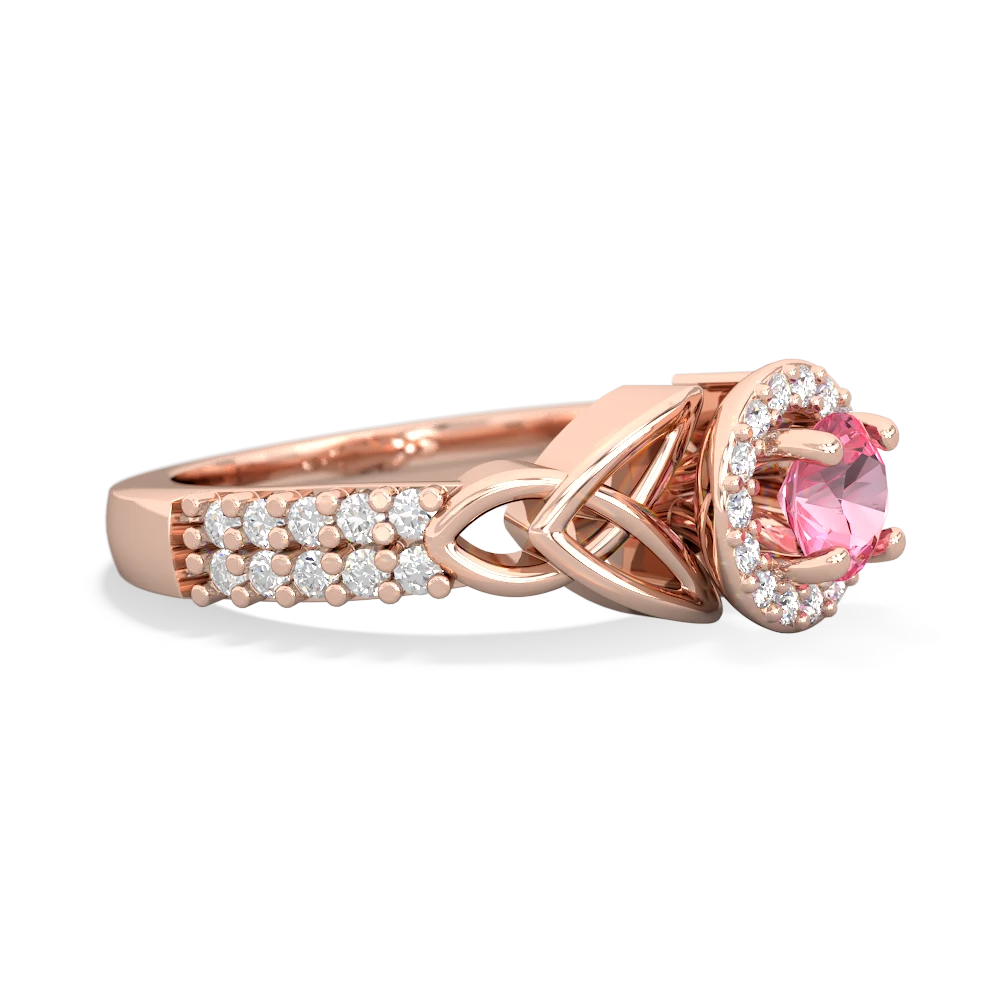 Lab Pink Sapphire Celtic Knot Halo 14K Rose Gold ring R26445RH