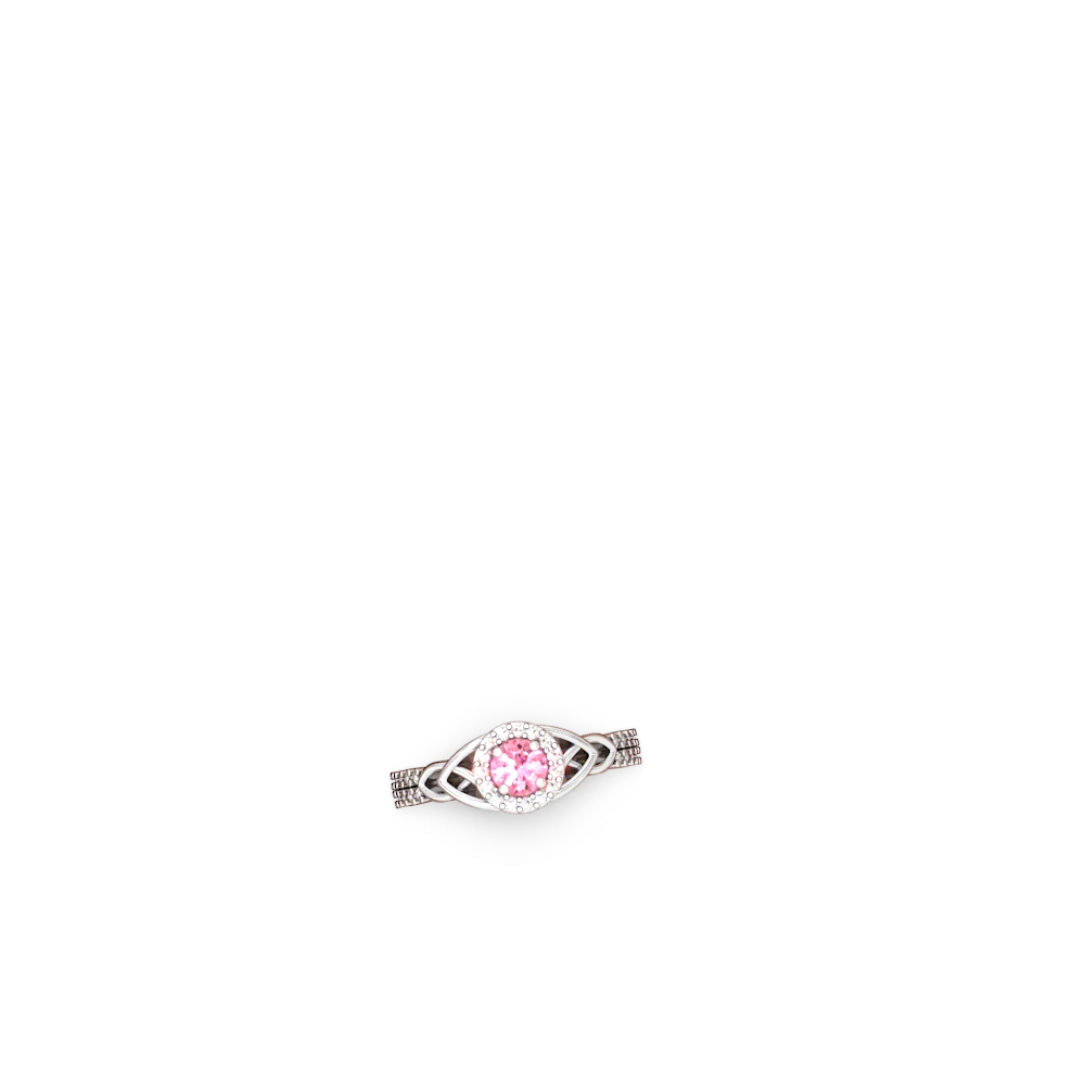 Lab Pink Sapphire Celtic Knot Halo 14K White Gold ring R26445RH