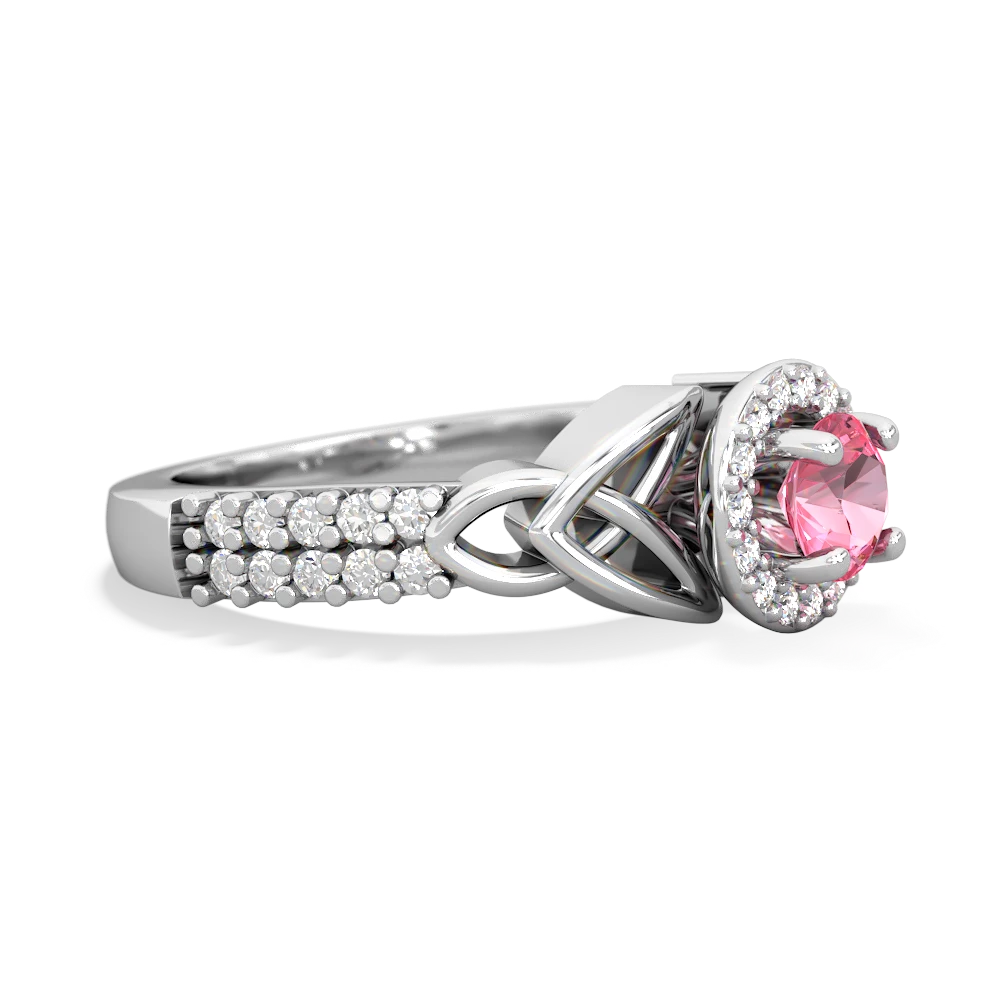 Lab Pink Sapphire Celtic Knot Halo 14K White Gold ring R26445RH