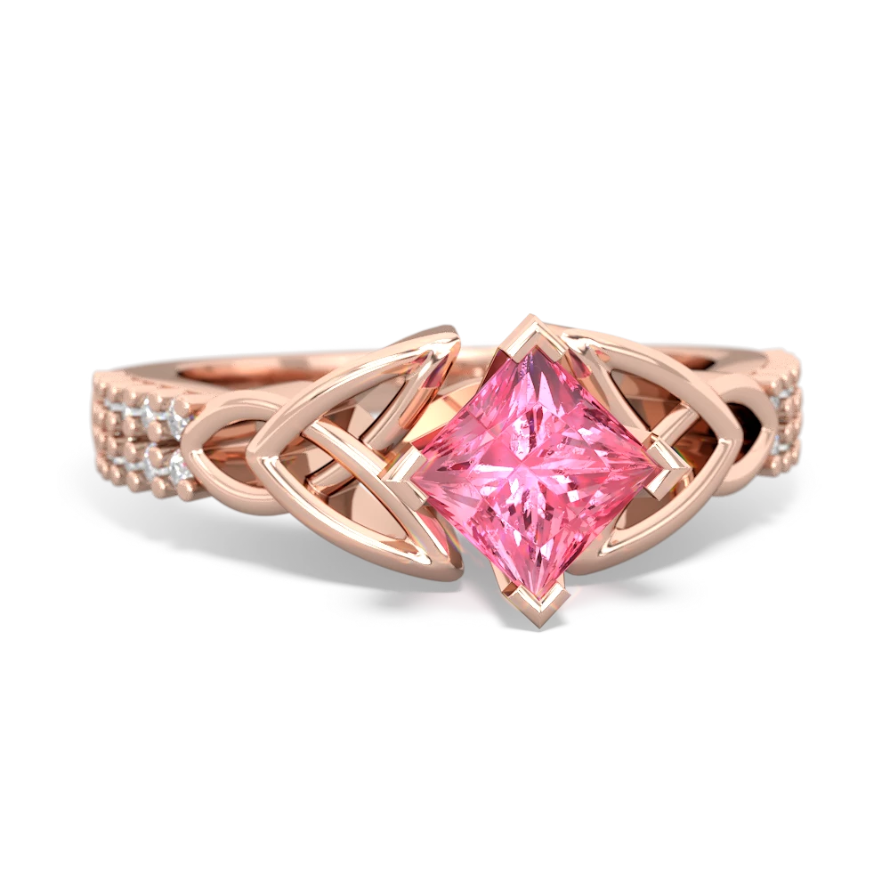 Lab Pink Sapphire Celtic Knot 5Mm Square Engagement 14K Rose Gold ring R26445SQ