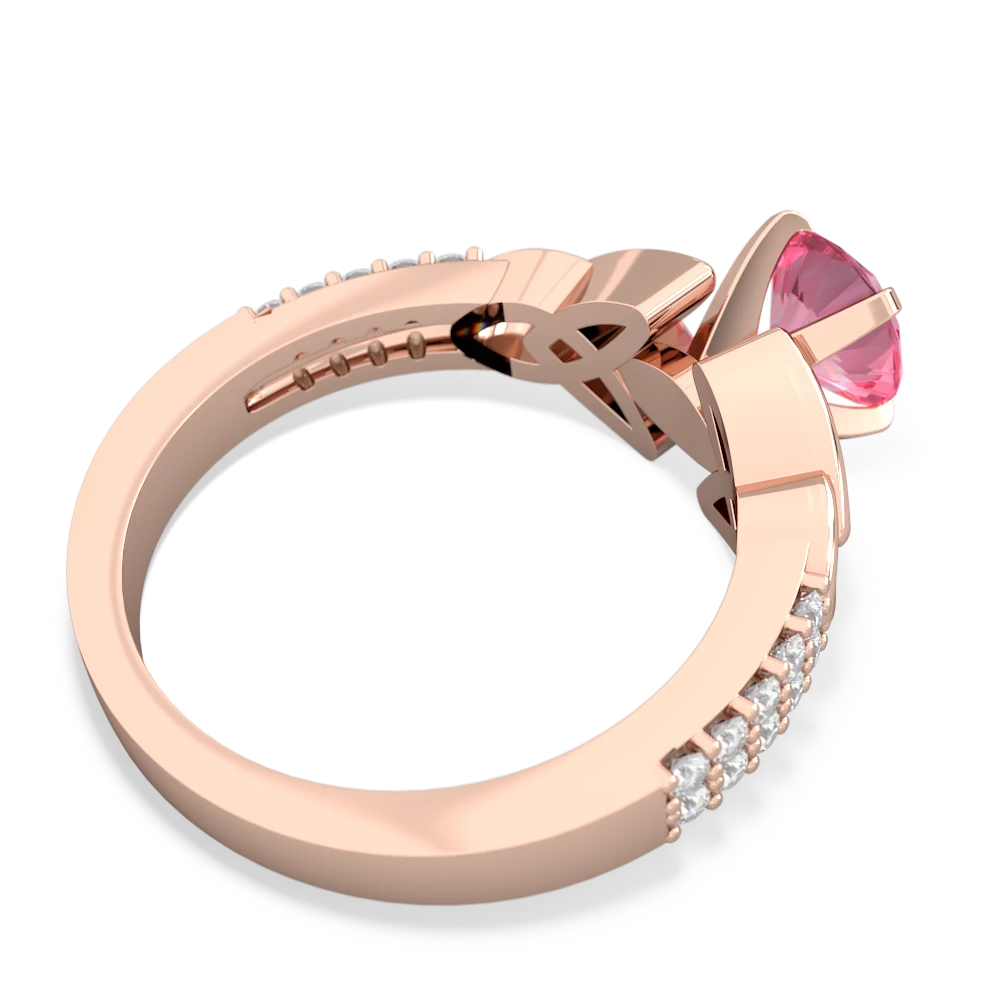 Lab Pink Sapphire Celtic Knot 6Mm Round Engagement 14K Rose Gold ring R26446RD