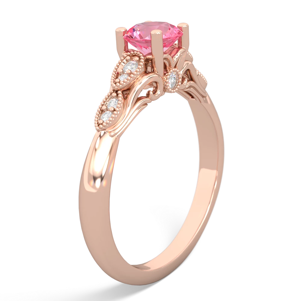 Lab Pink Sapphire Antique Elegance 14K Rose Gold ring R3100