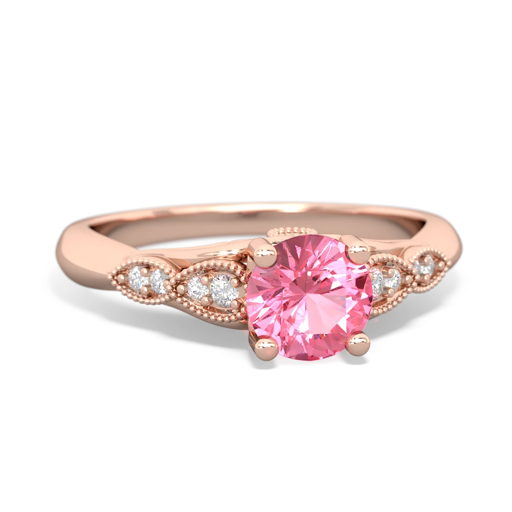 Lab Pink Sapphire Antique Elegance 14K Rose Gold ring R3100