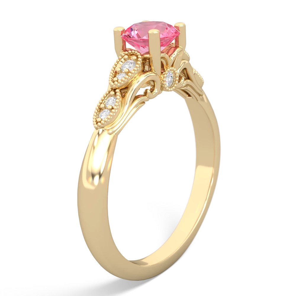 Lab Pink Sapphire Antique Elegance 14K Yellow Gold ring R3100