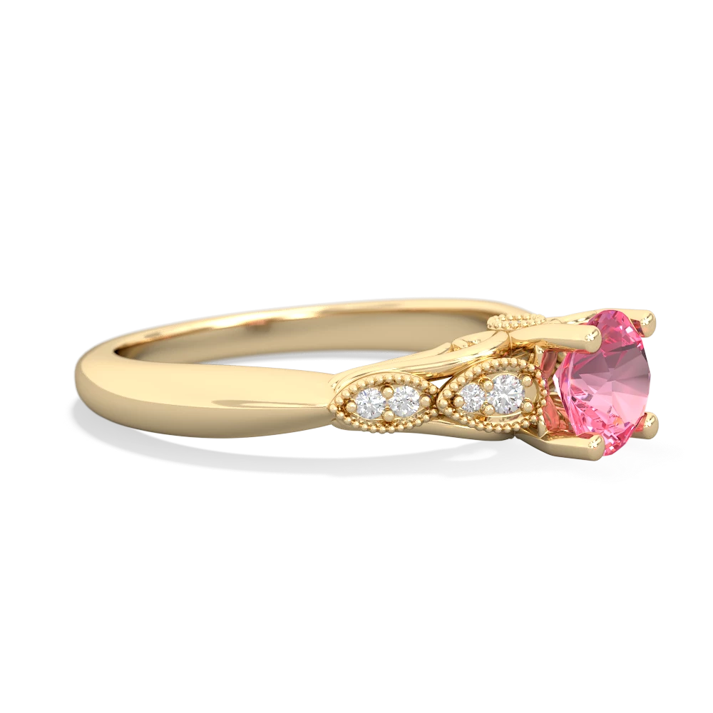 Lab Pink Sapphire Antique Elegance 14K Yellow Gold ring R3100