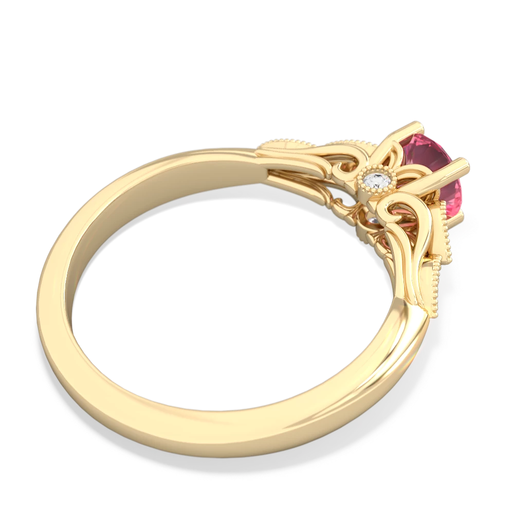 Lab Pink Sapphire Antique Elegance 14K Yellow Gold ring R3100