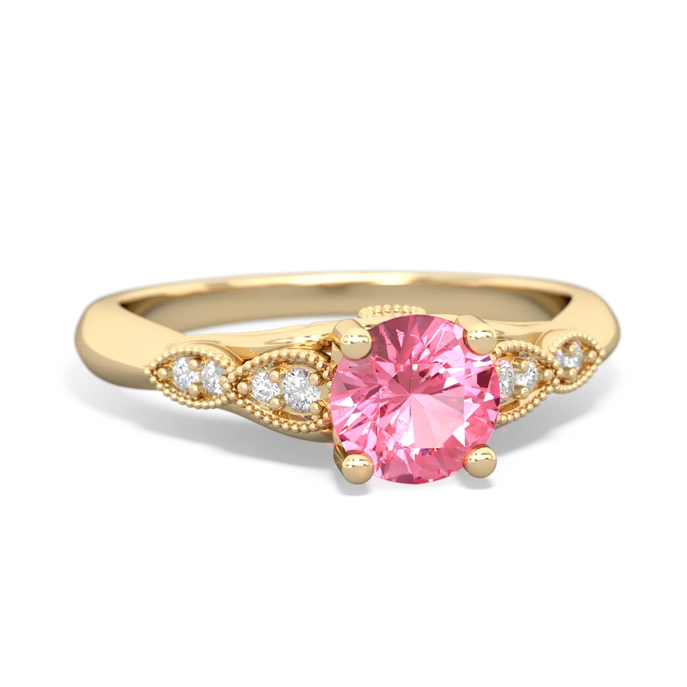 Lab Pink Sapphire Antique Elegance 14K Yellow Gold ring R3100