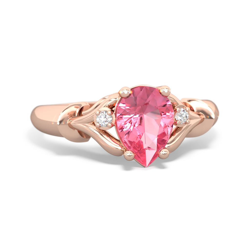 Lab Pink Sapphire Precious Pear 14K Rose Gold ring R0826