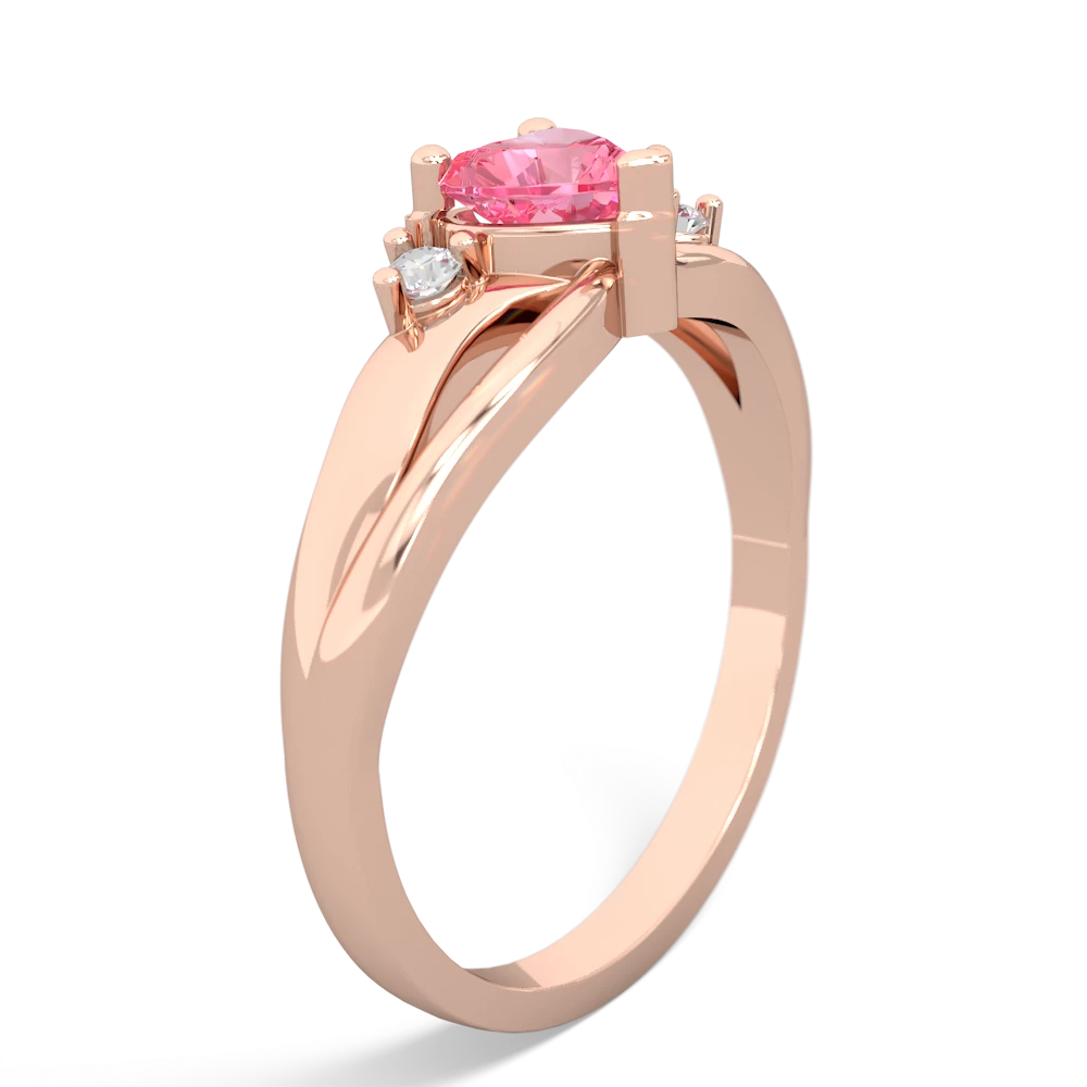 Lab Pink Sapphire Split Band Swirl 14K Rose Gold ring R2130