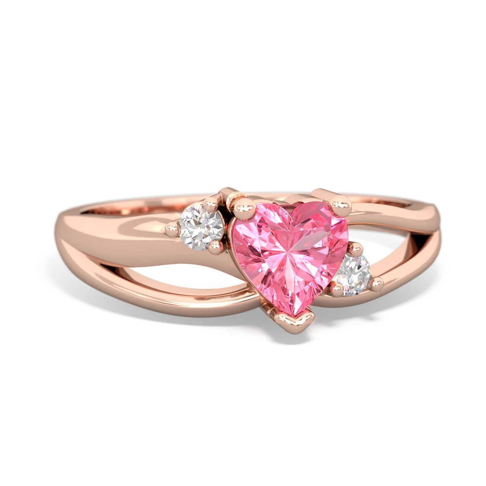 Lab Pink Sapphire Split Band Swirl 14K Rose Gold ring R2130