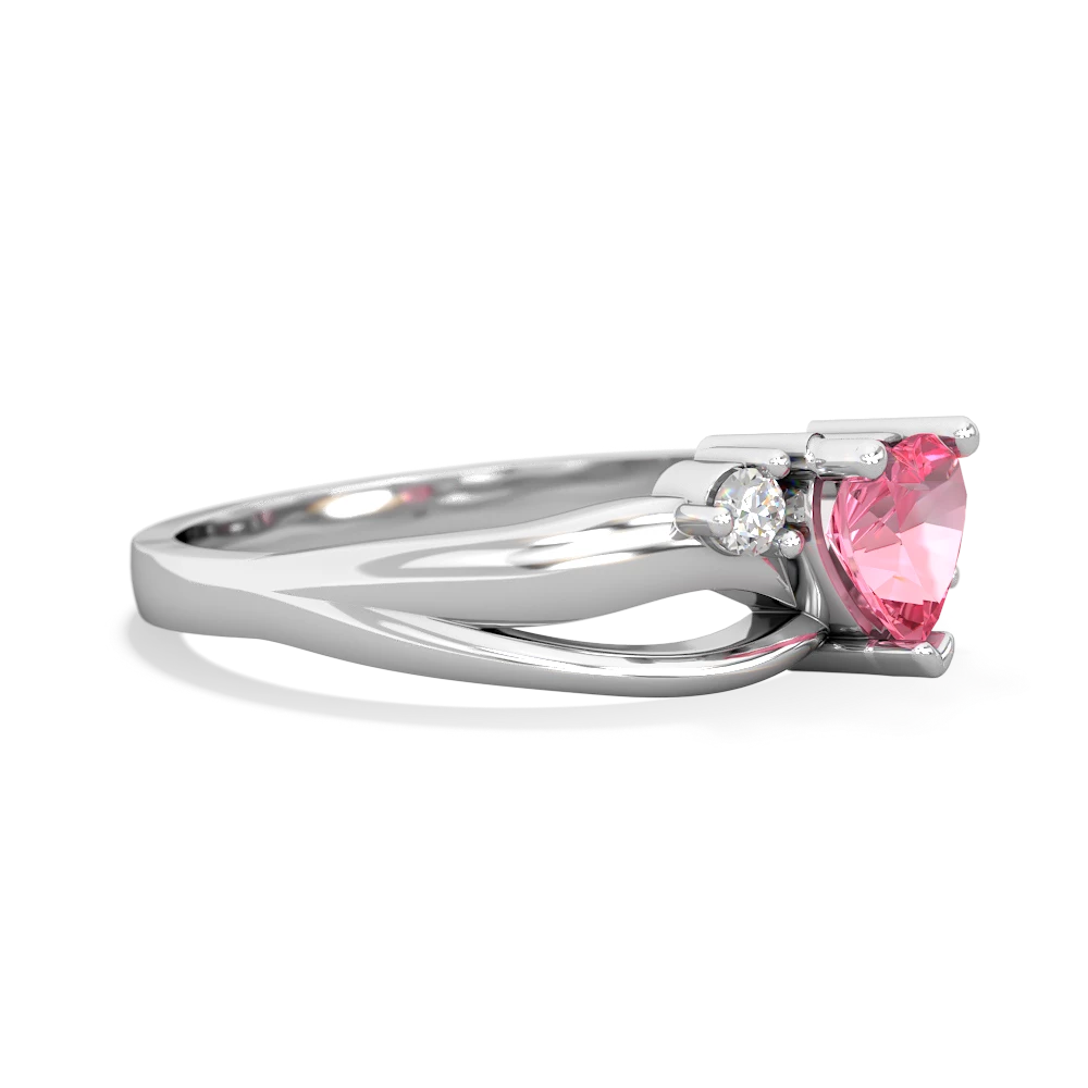 Lab Pink Sapphire Split Band Swirl 14K White Gold ring R2130