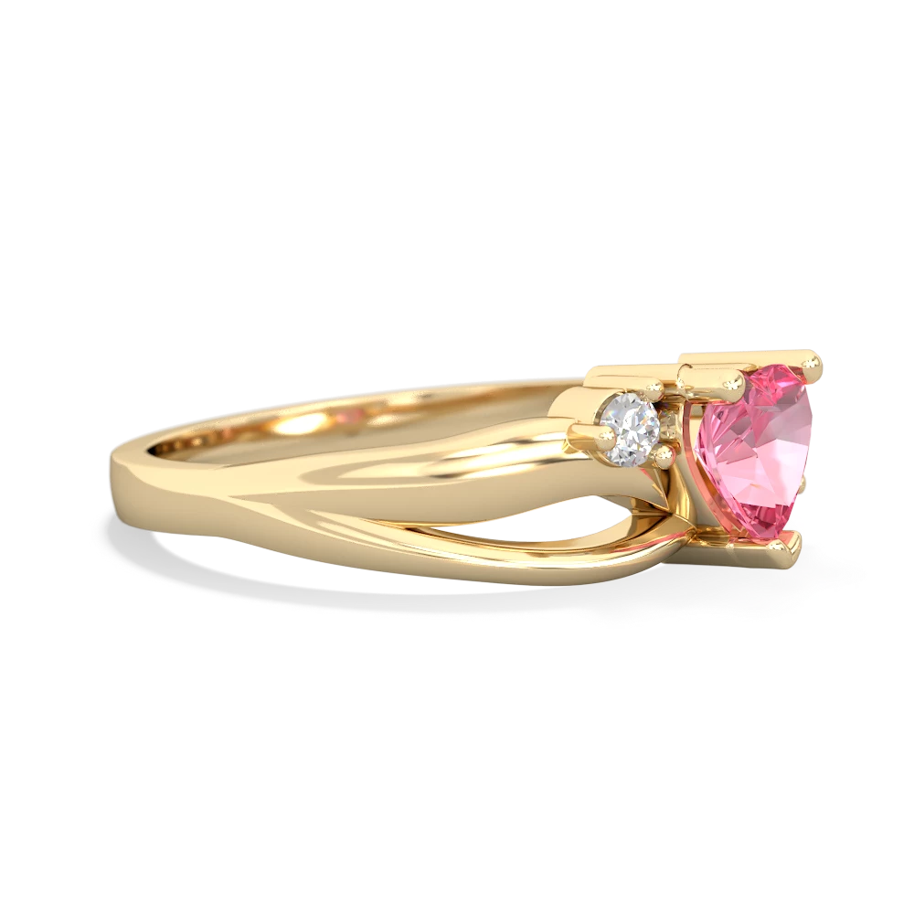 Lab Pink Sapphire Split Band Swirl 14K Yellow Gold ring R2130