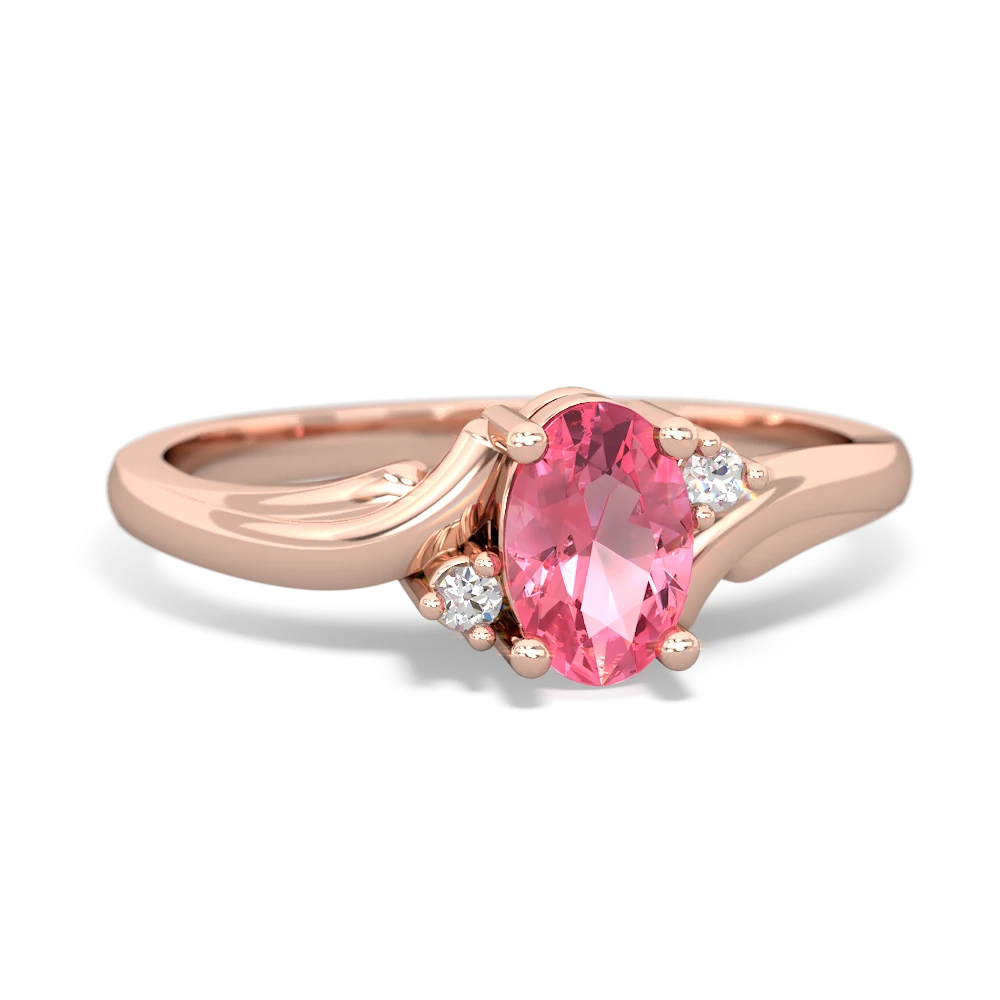 Lab Pink Sapphire Elegant Swirl 14K Rose Gold ring R2173