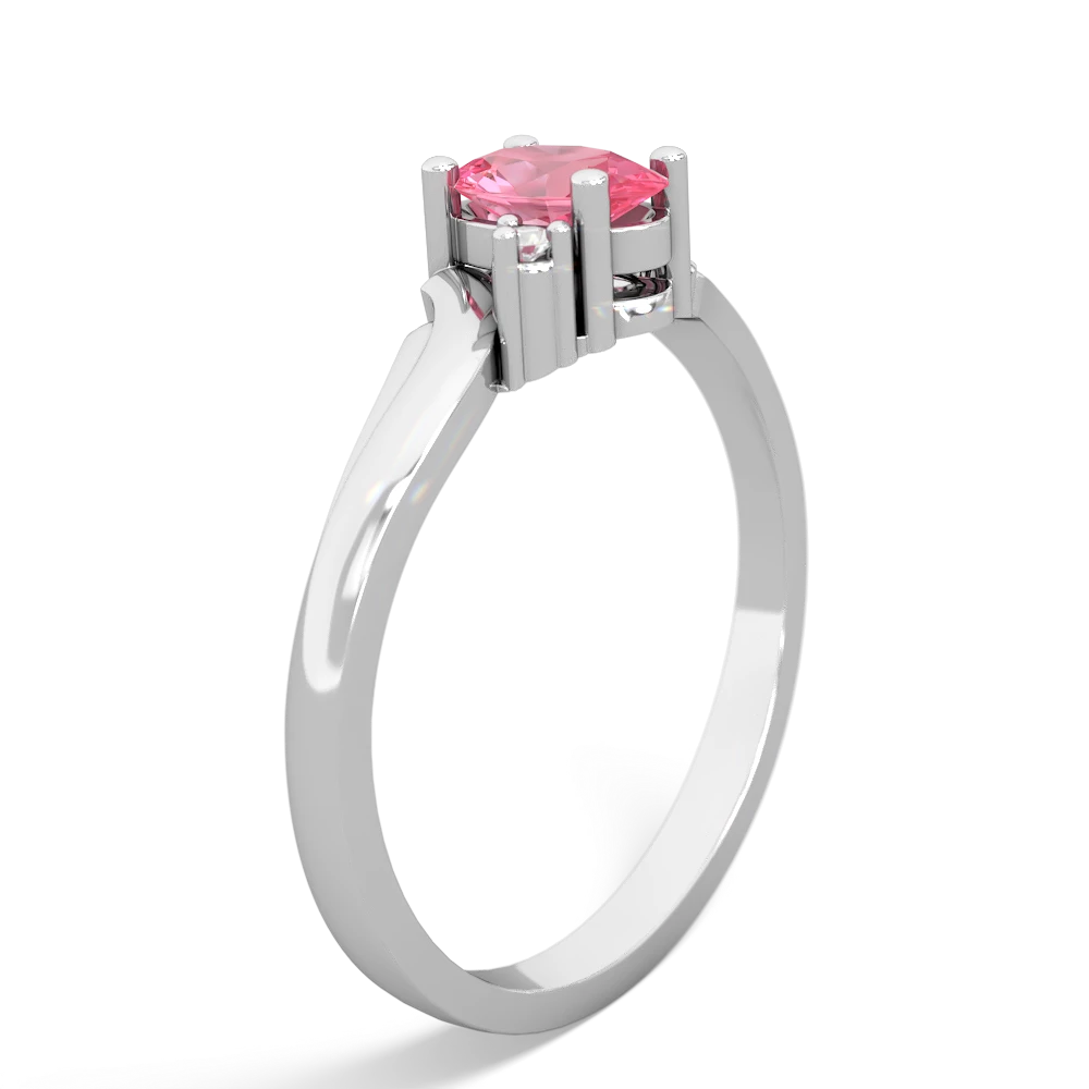 Lab Pink Sapphire Elegant Swirl 14K White Gold ring R2173