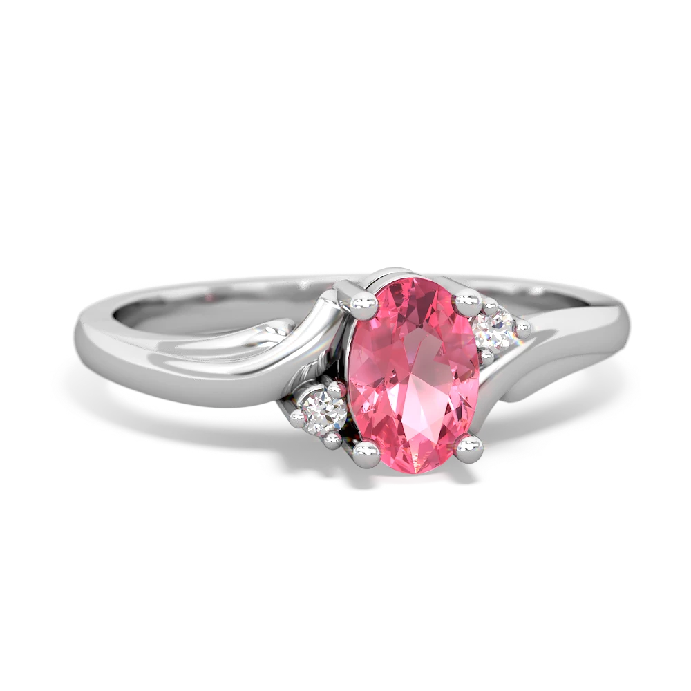 Lab Pink Sapphire Elegant Swirl 14K White Gold ring R2173