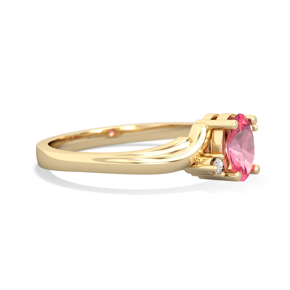 Lab Pink Sapphire Elegant Swirl 14K Yellow Gold ring R2173