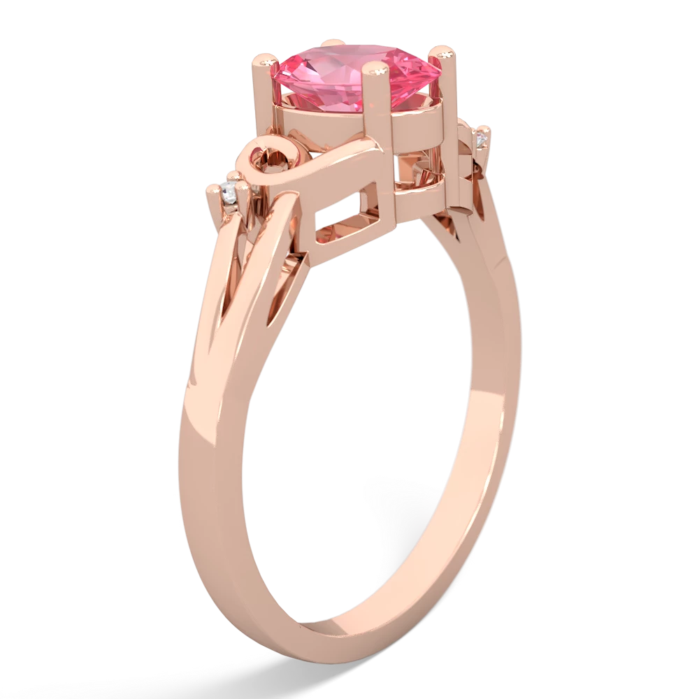 Lab Pink Sapphire Swirls 14K Rose Gold ring R2347