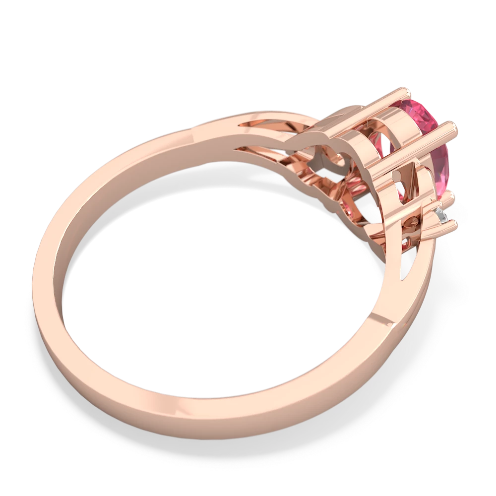 Lab Pink Sapphire Swirls 14K Rose Gold ring R2347