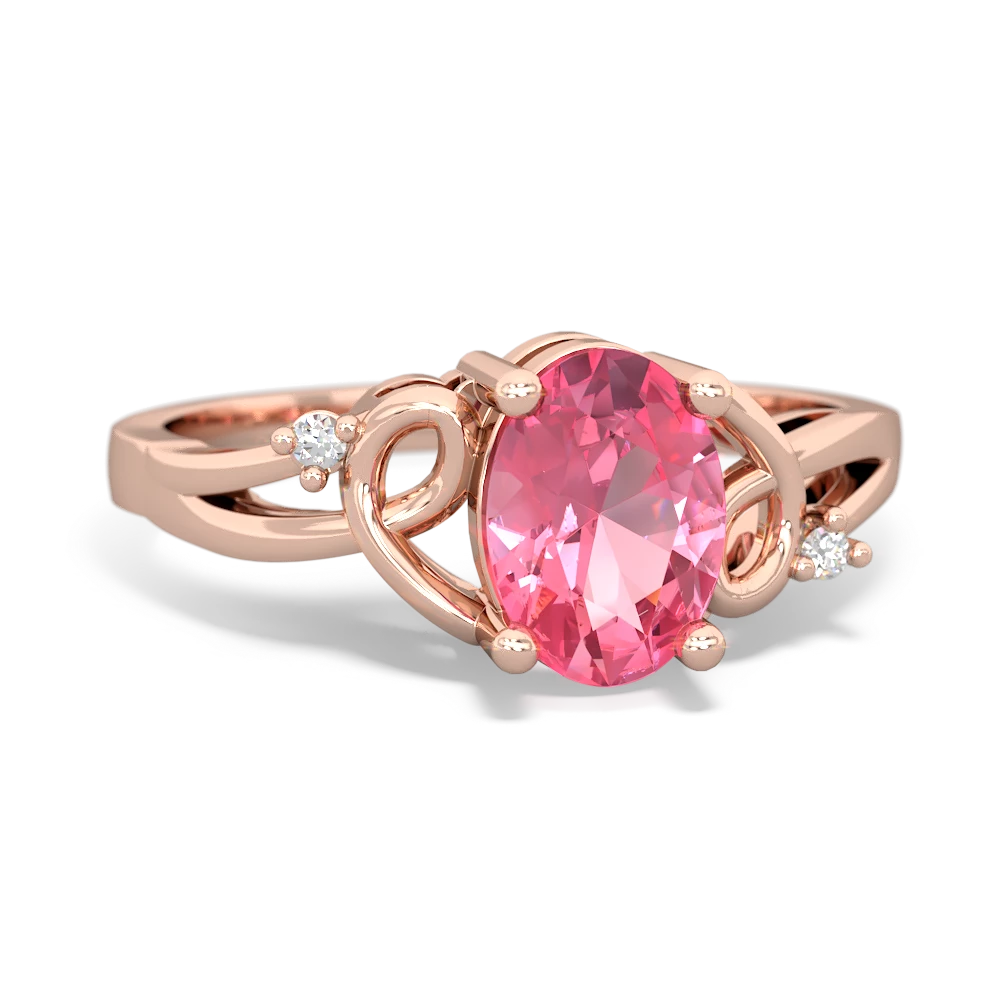 Lab Pink Sapphire Swirls 14K Rose Gold ring R2347