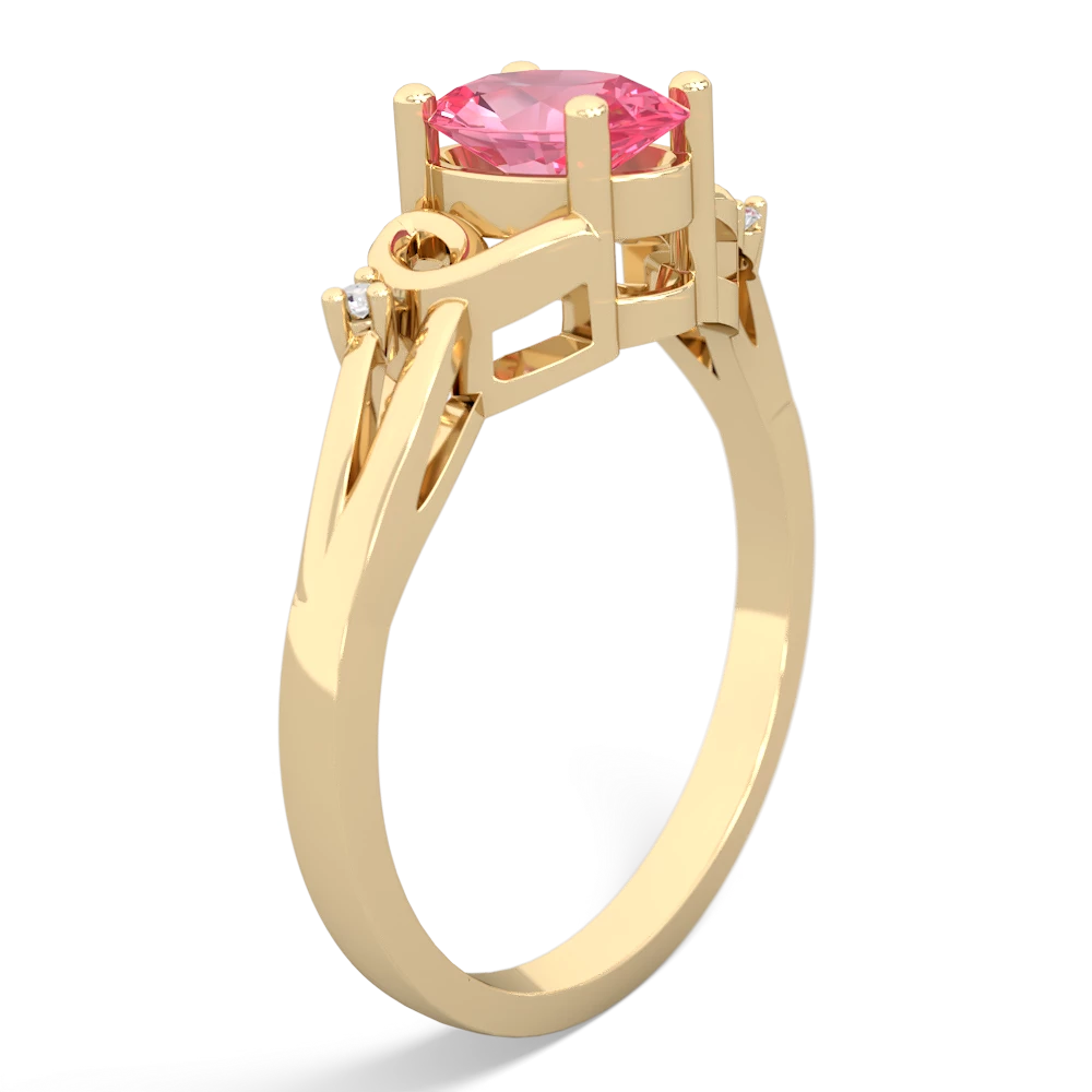 Lab Pink Sapphire Swirls 14K Yellow Gold ring R2347